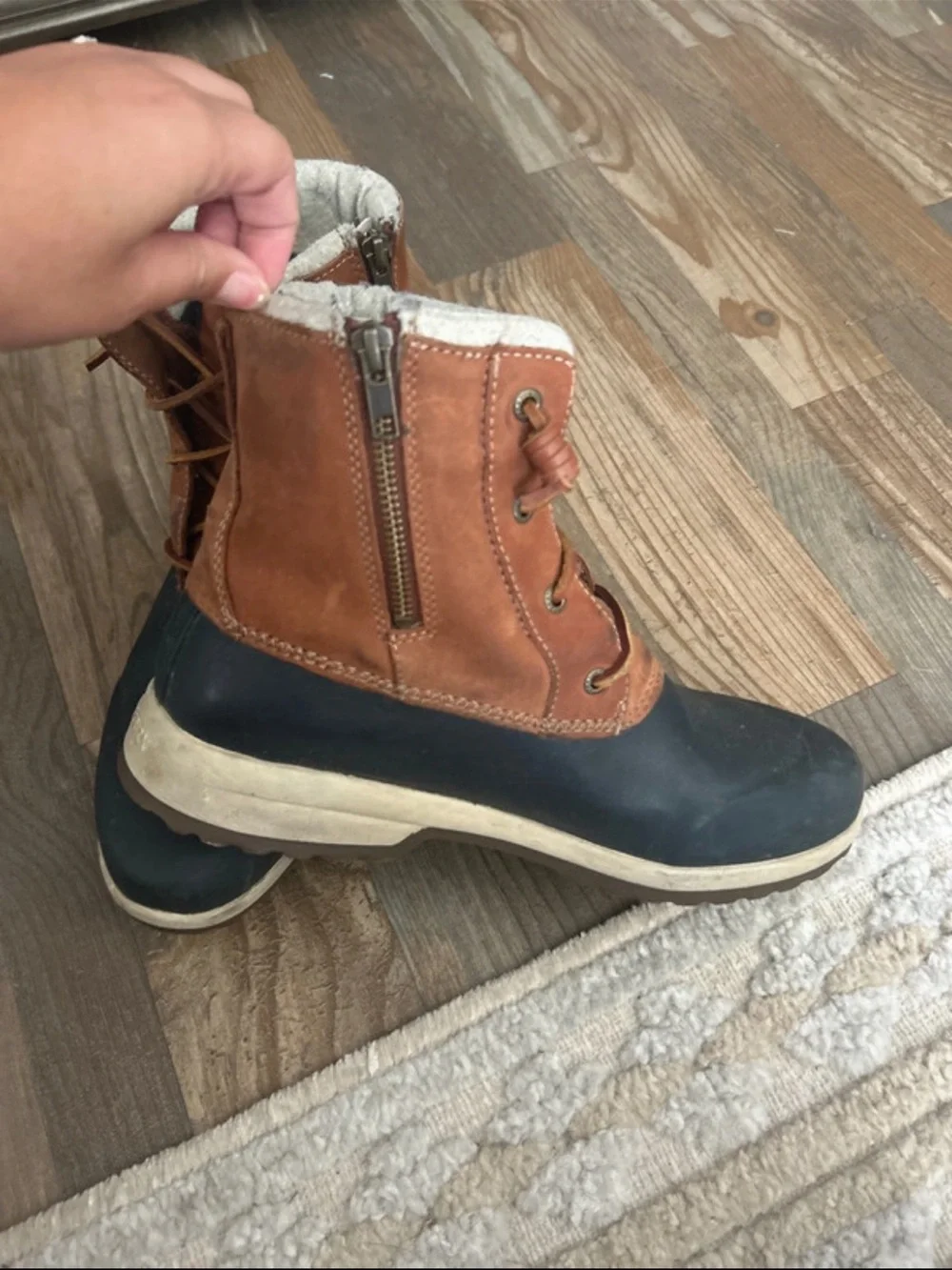 Sperry Two-Tone Black and Brown Winter Rain Boots